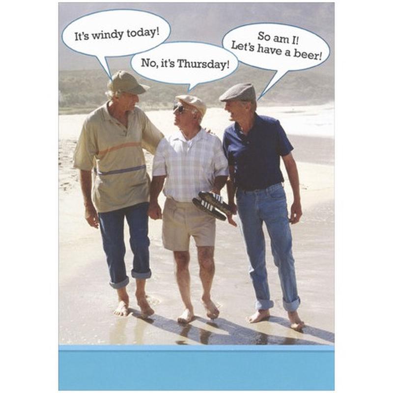 3 Guys on Beach Funny / Humorous Birthday Card