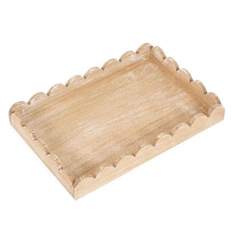 13x9x2 Wood Scallop Tray, Natural Home Decor
